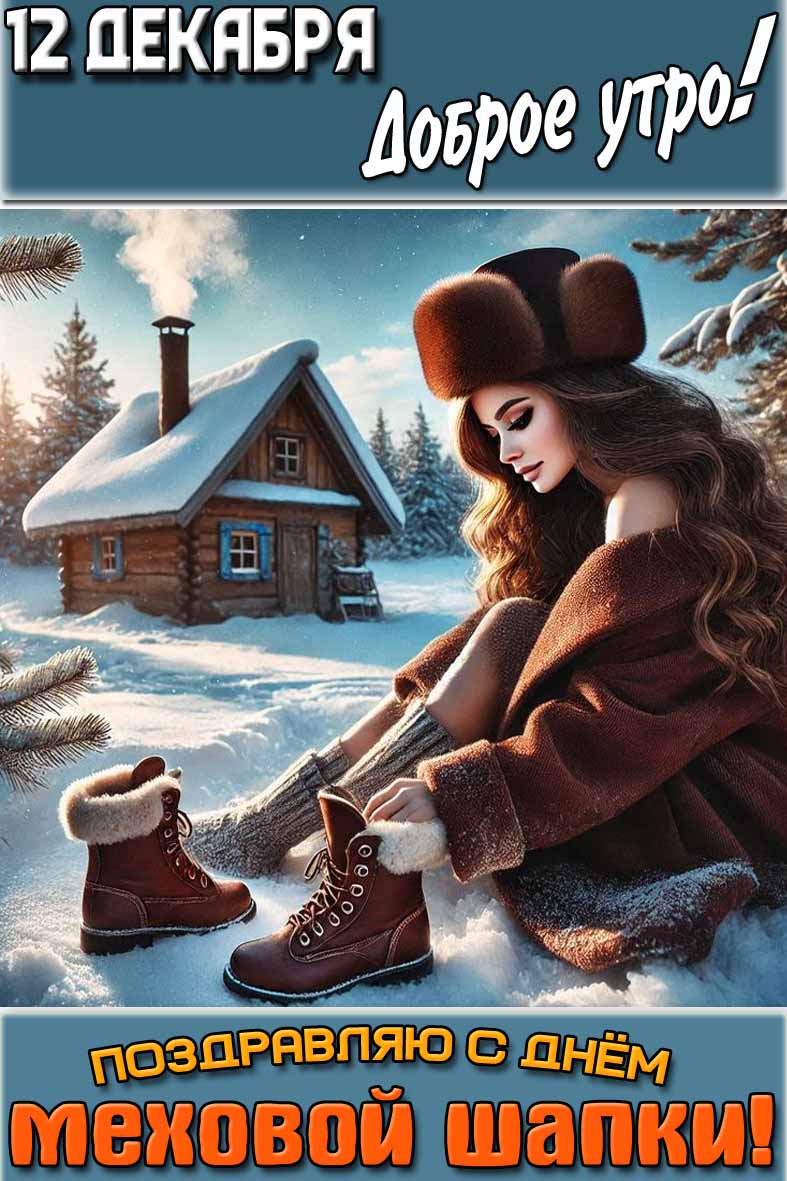 Картинка "12 декабря доброе утро! Поздравляю с днём меховой шапки!"