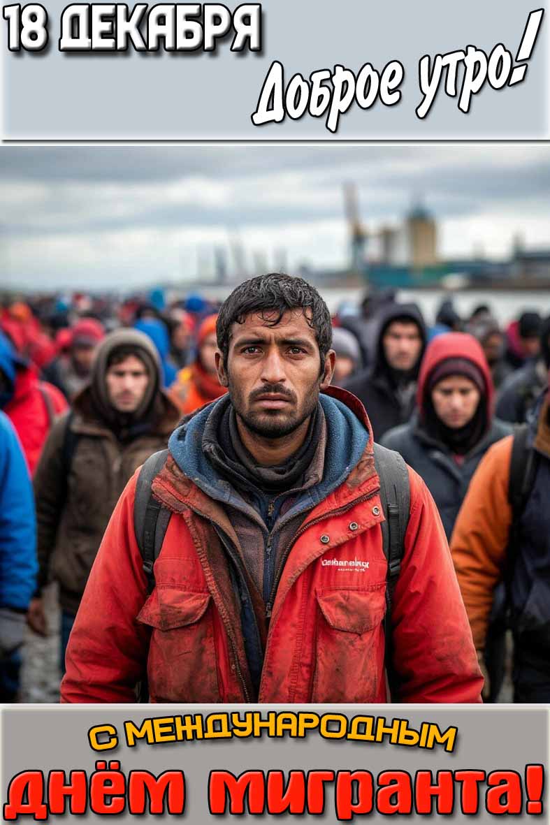 Открытка "18 декабря доброе утро! С Международным днём мигранта!"