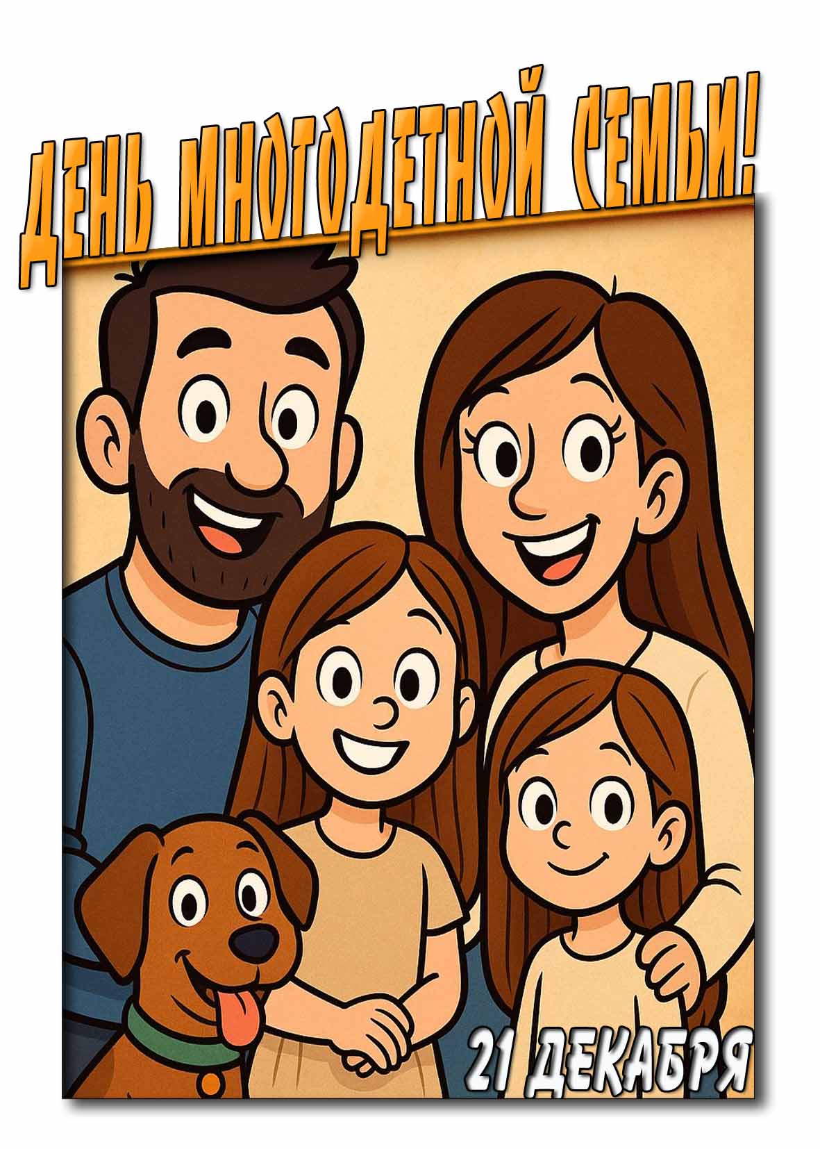 Прикольная открытка на день многодетной семьи - 21 декабря