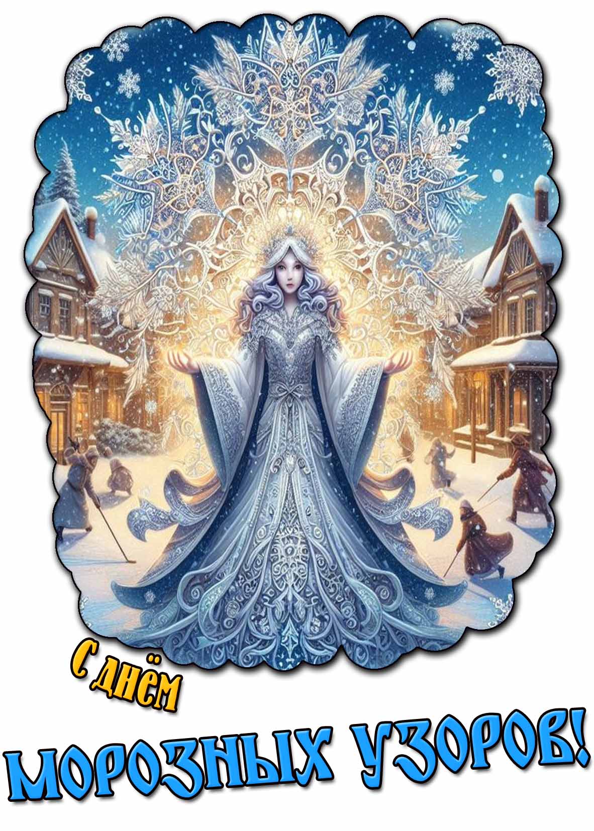 Красивая открытка с днём морозных узоров