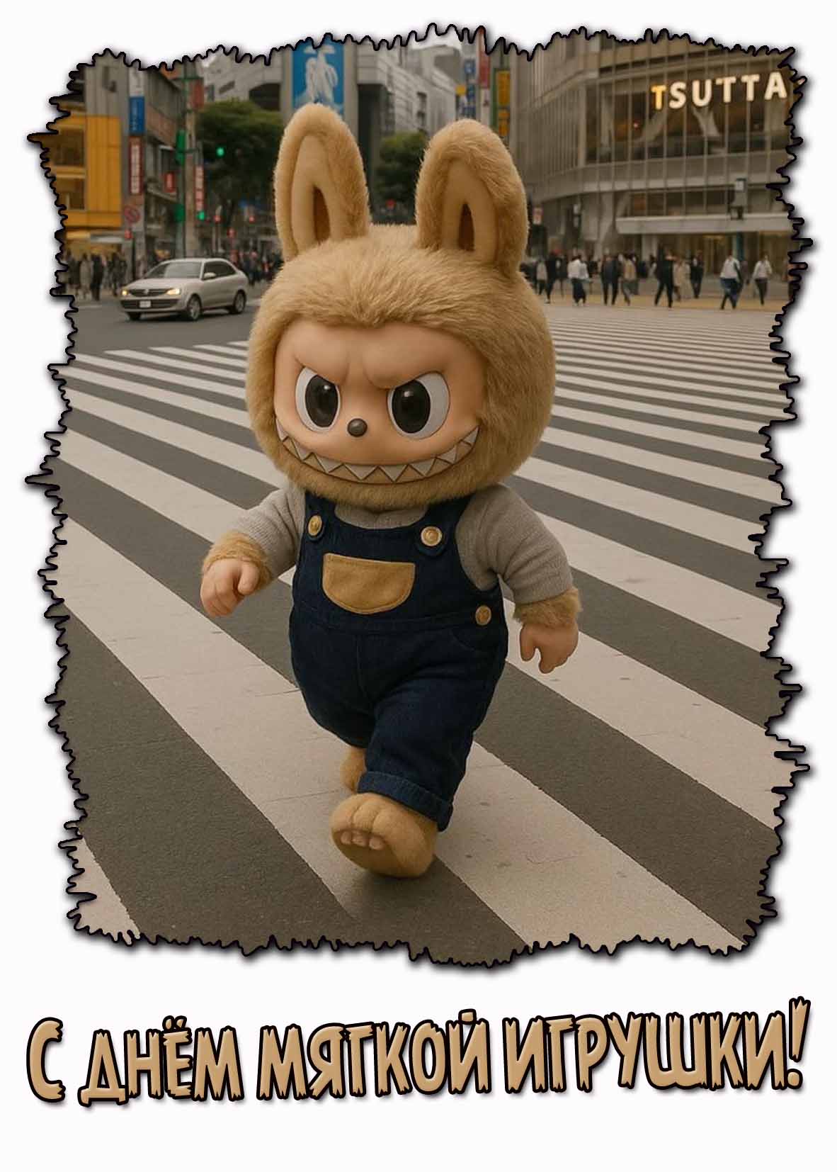 С днём мягкой игрушки! - картинка с лабубу