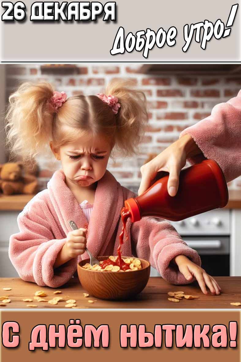 Открытка "26 декабря доброе утро! С днём нытика!"