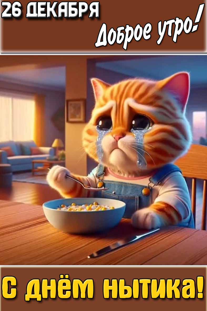 Прикольная картинка "26 декабря доброе утро! С днём нытика!"