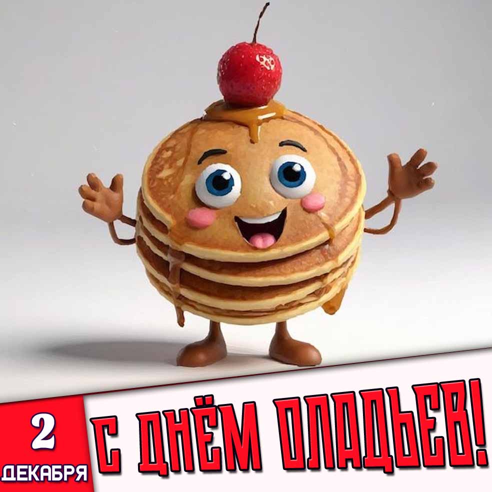 Открытка 2 декабря - с днём оладьев!