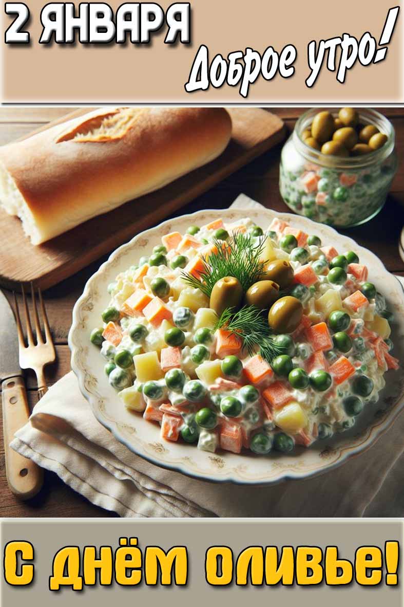 Картинка "2 января доброе утро! С днём оливье!"