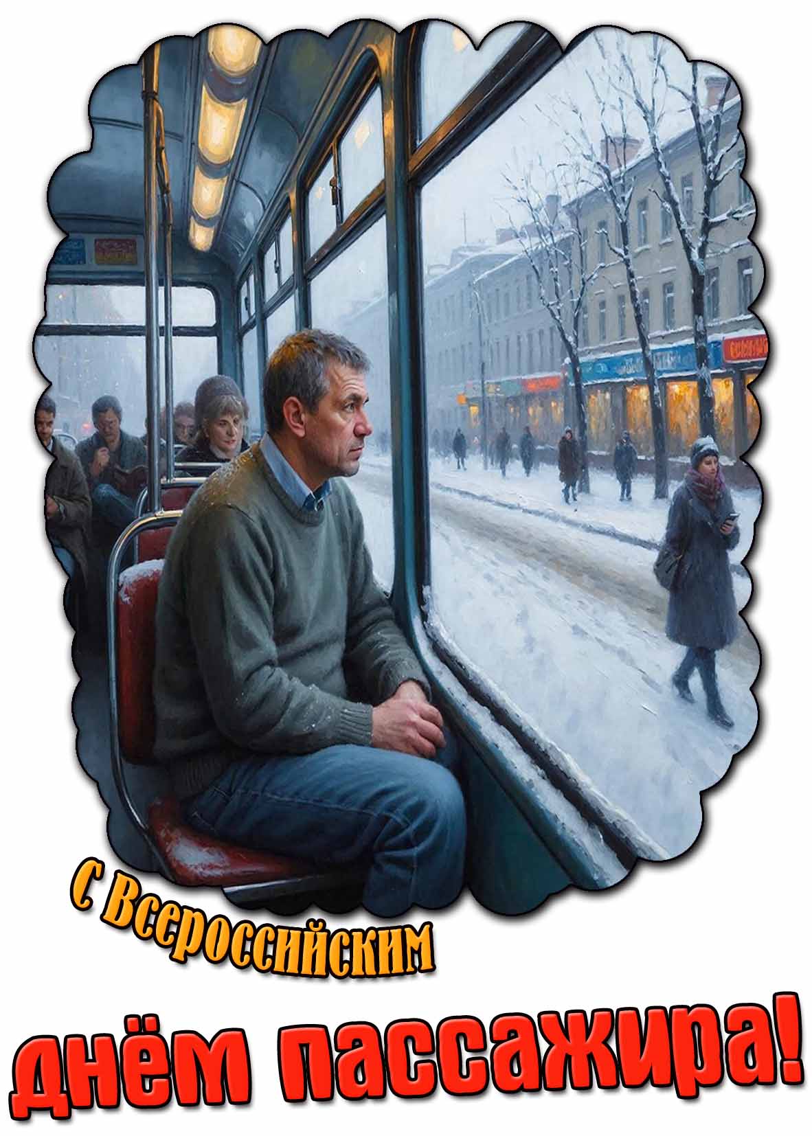 С Всероссийским днём пассажира! - зимняя картинка