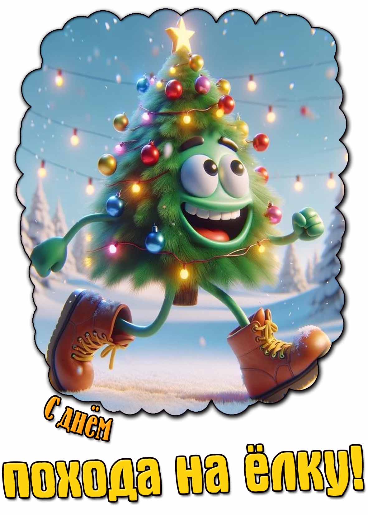С днём похода на ёлку! - смешная открытка