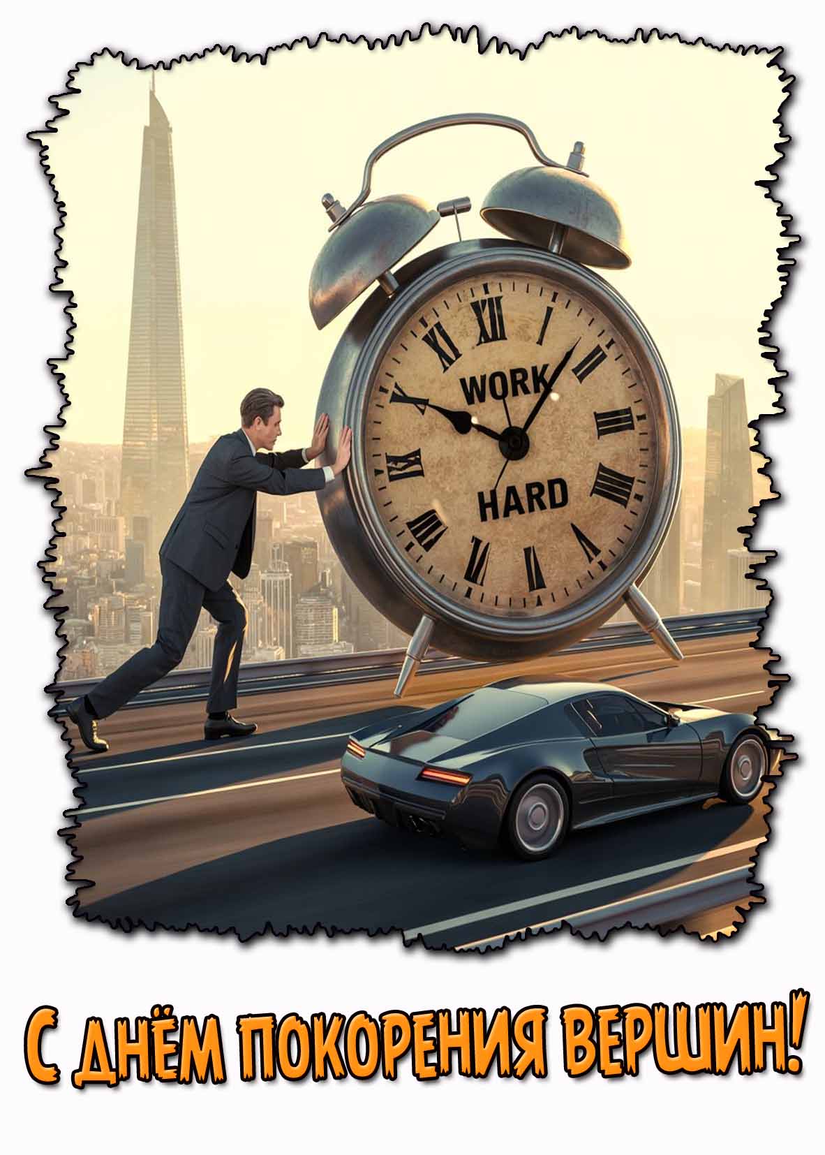 Мотивационная открытка с днём покорения вершин