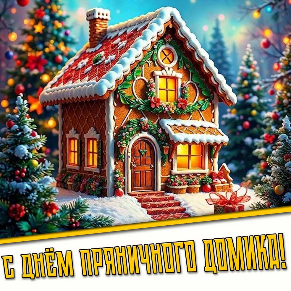 С днём пряничного домика! - красивая открытка