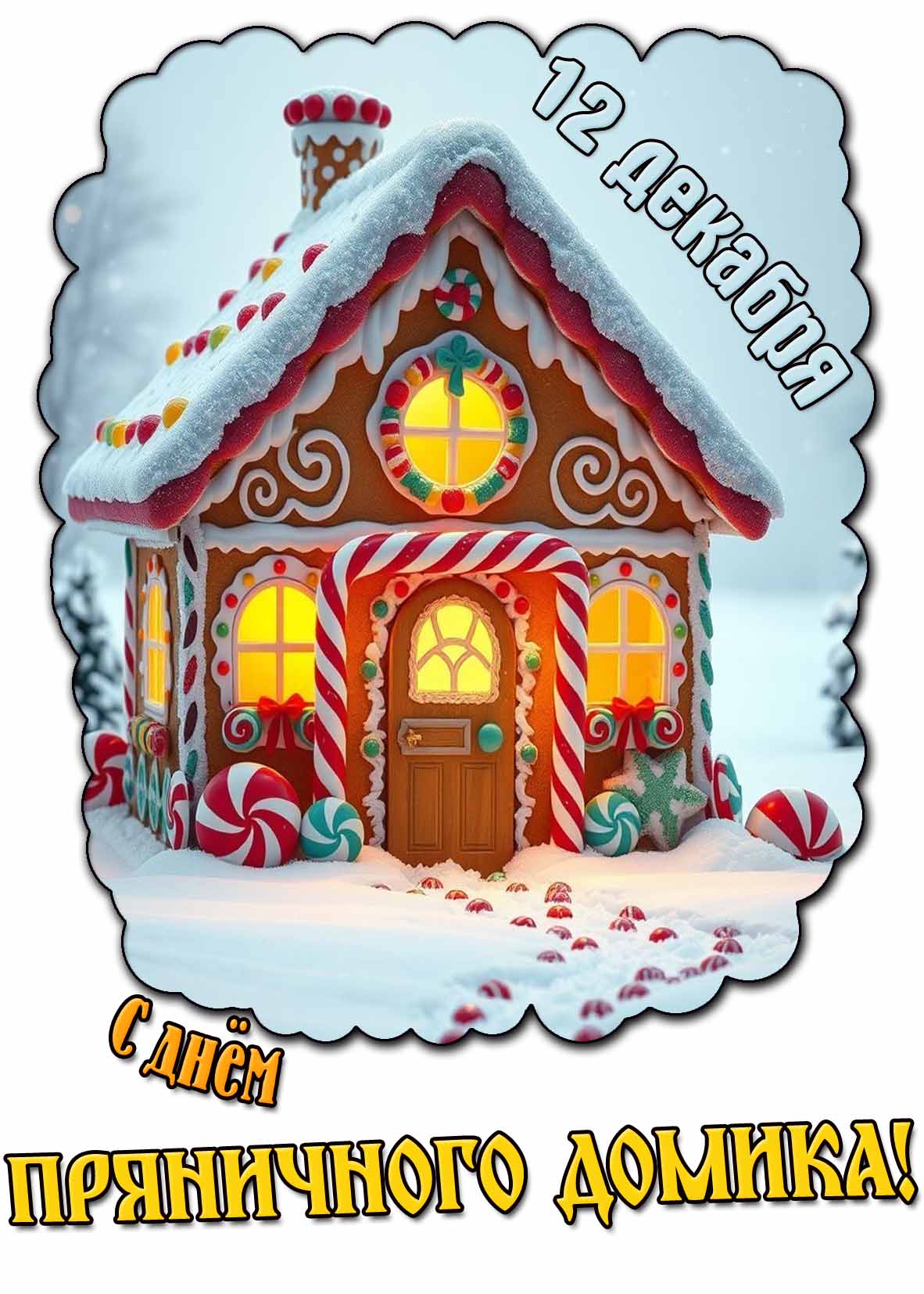 Открытка с днём пряничного домика - 12 декабря