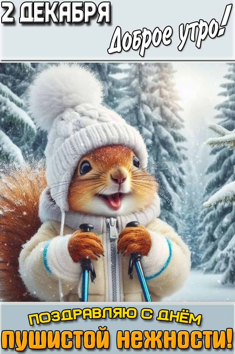 Картинка "2 декабря доброе утро! Поздравляю с днём пушистой нежности!"
