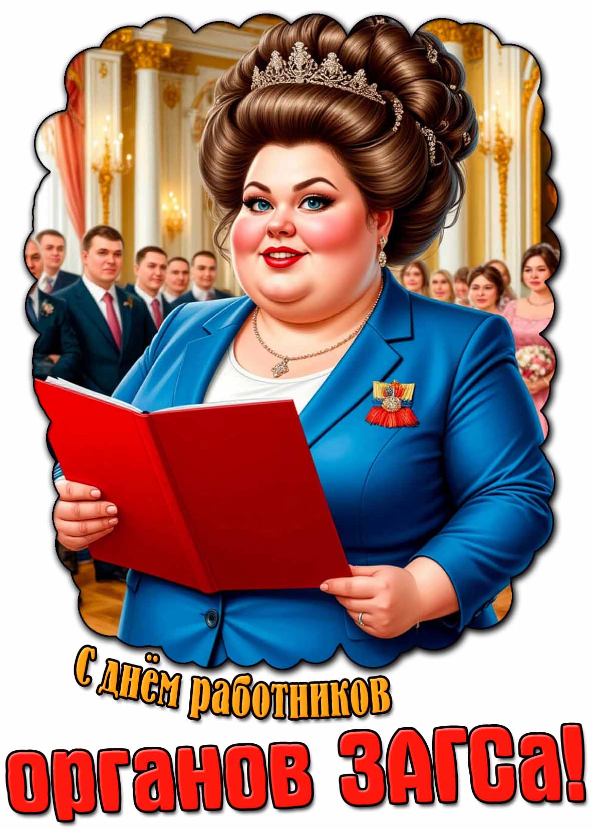 С днём работников органов ЗАГСа! - прикольная открытка для женщины