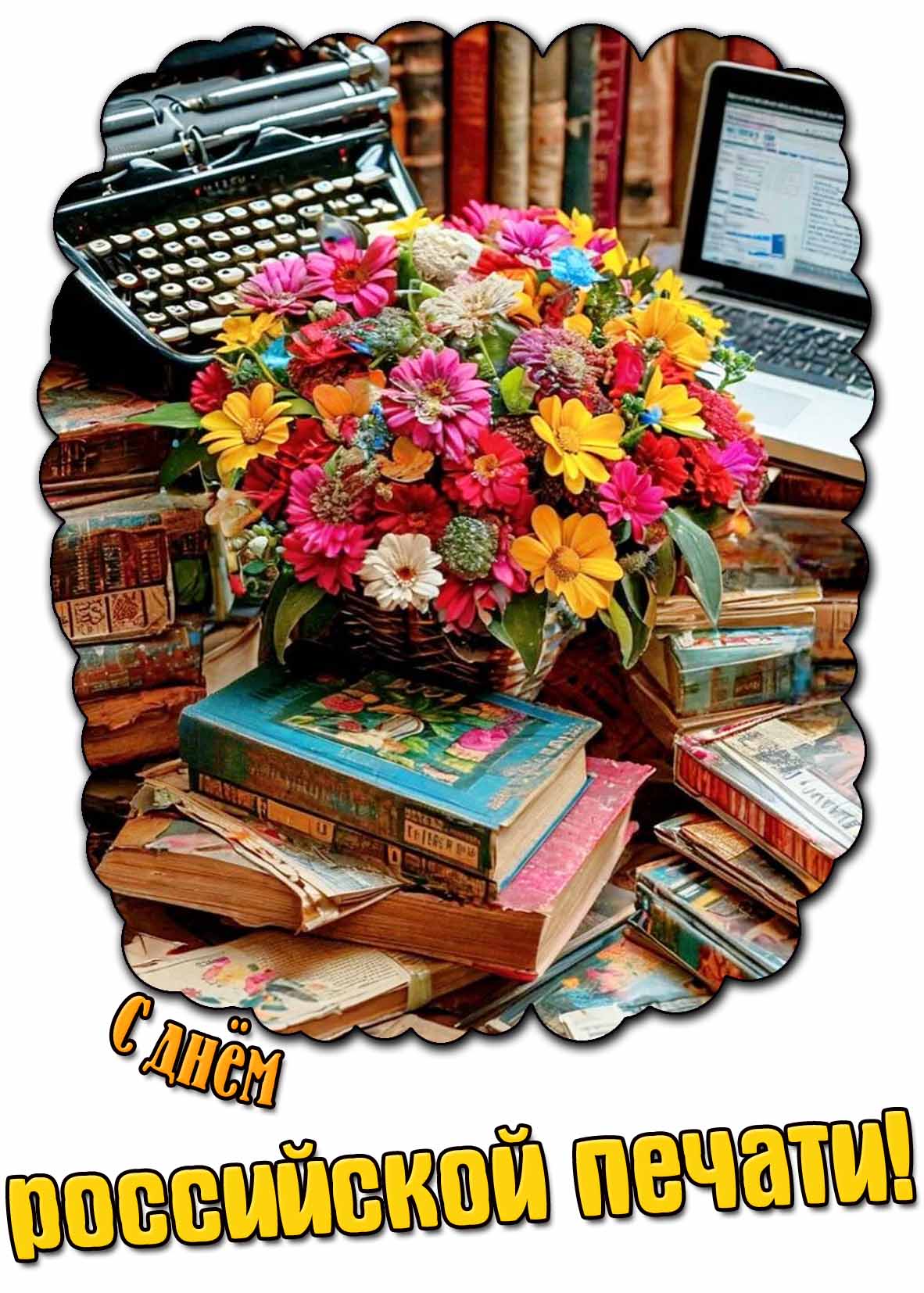 Открытка с днём российской печати