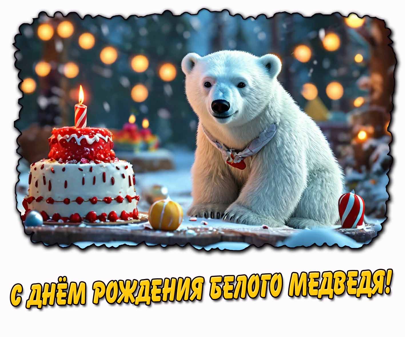 Картинка с днём рождения белого медведя