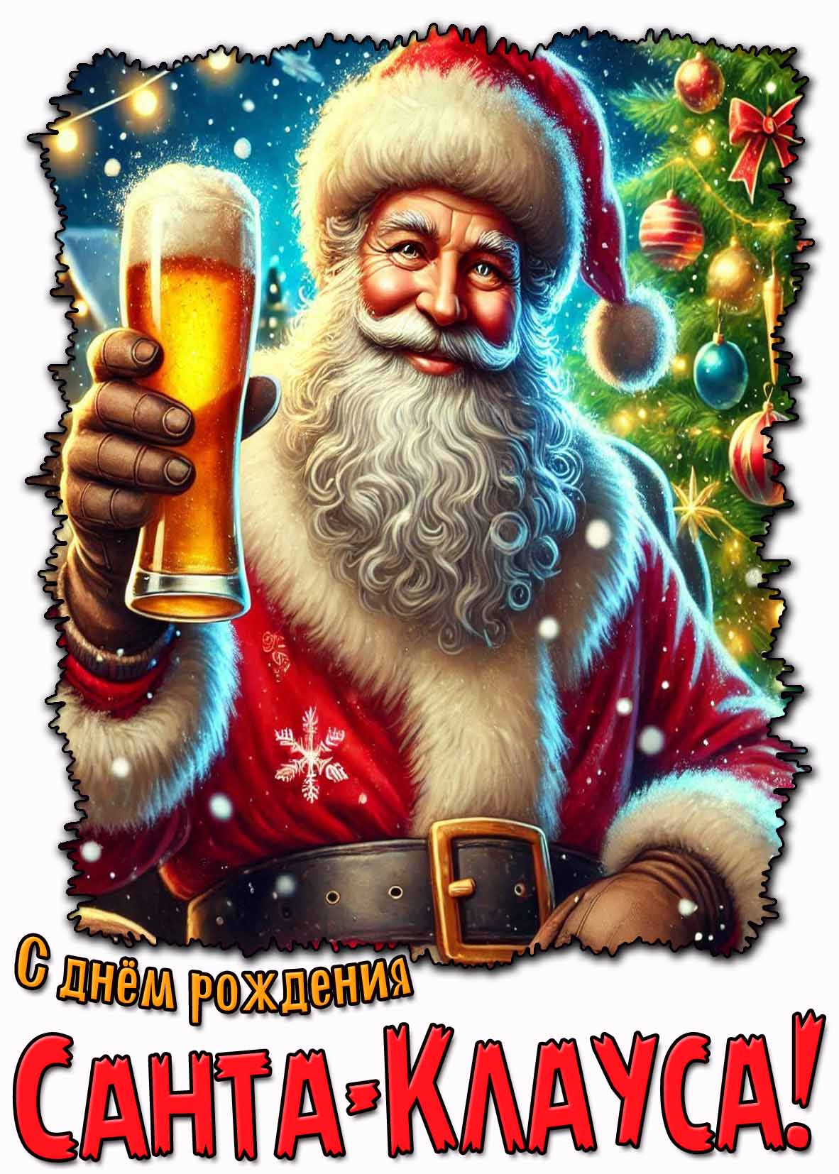 Прикольная картинка с днём рождения Санта-Клауса