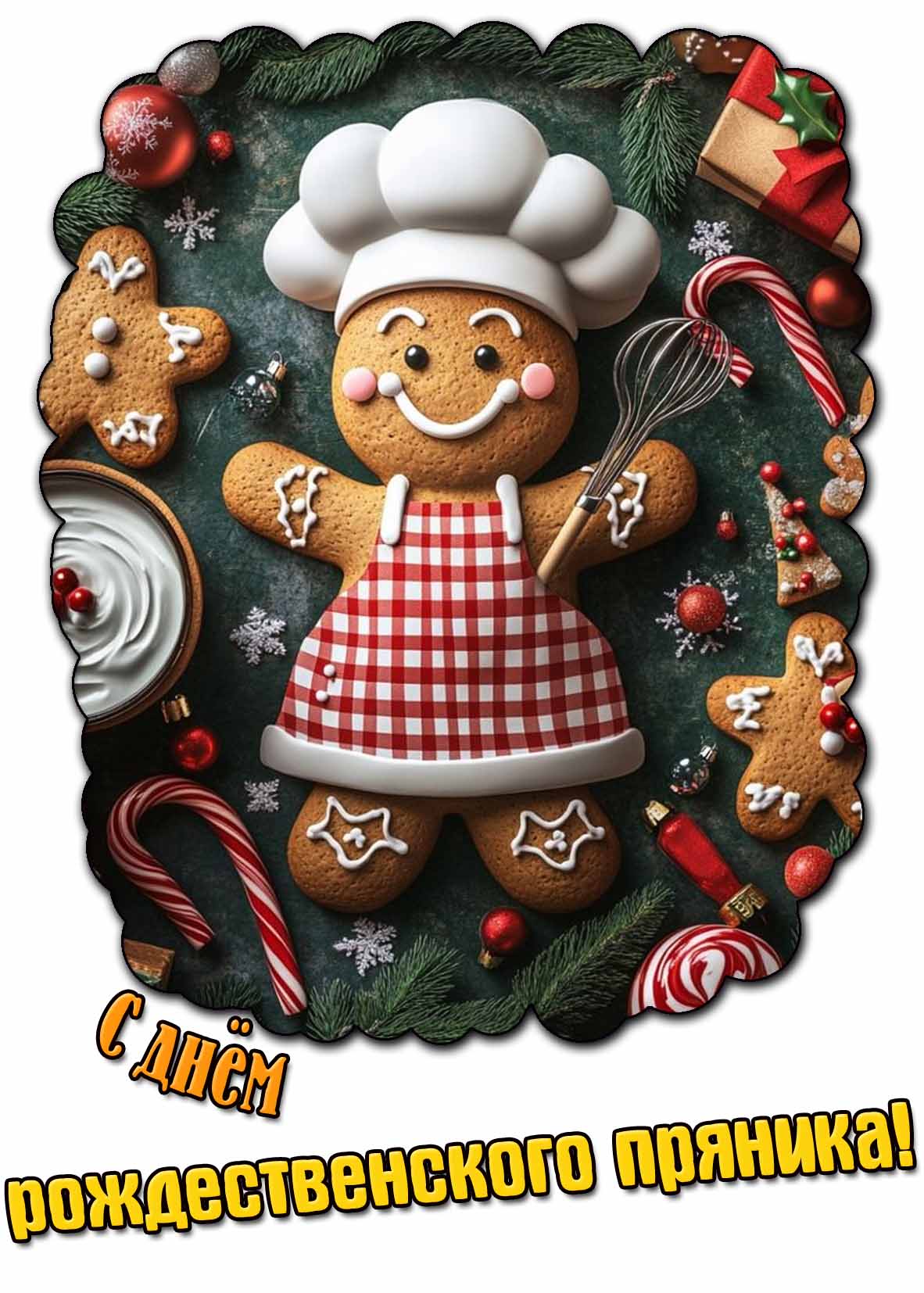 С днём рождественского пряника! - красивая открытка