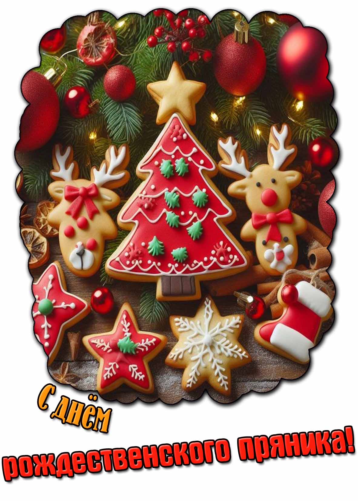 Открытка с днём рождественского пряника