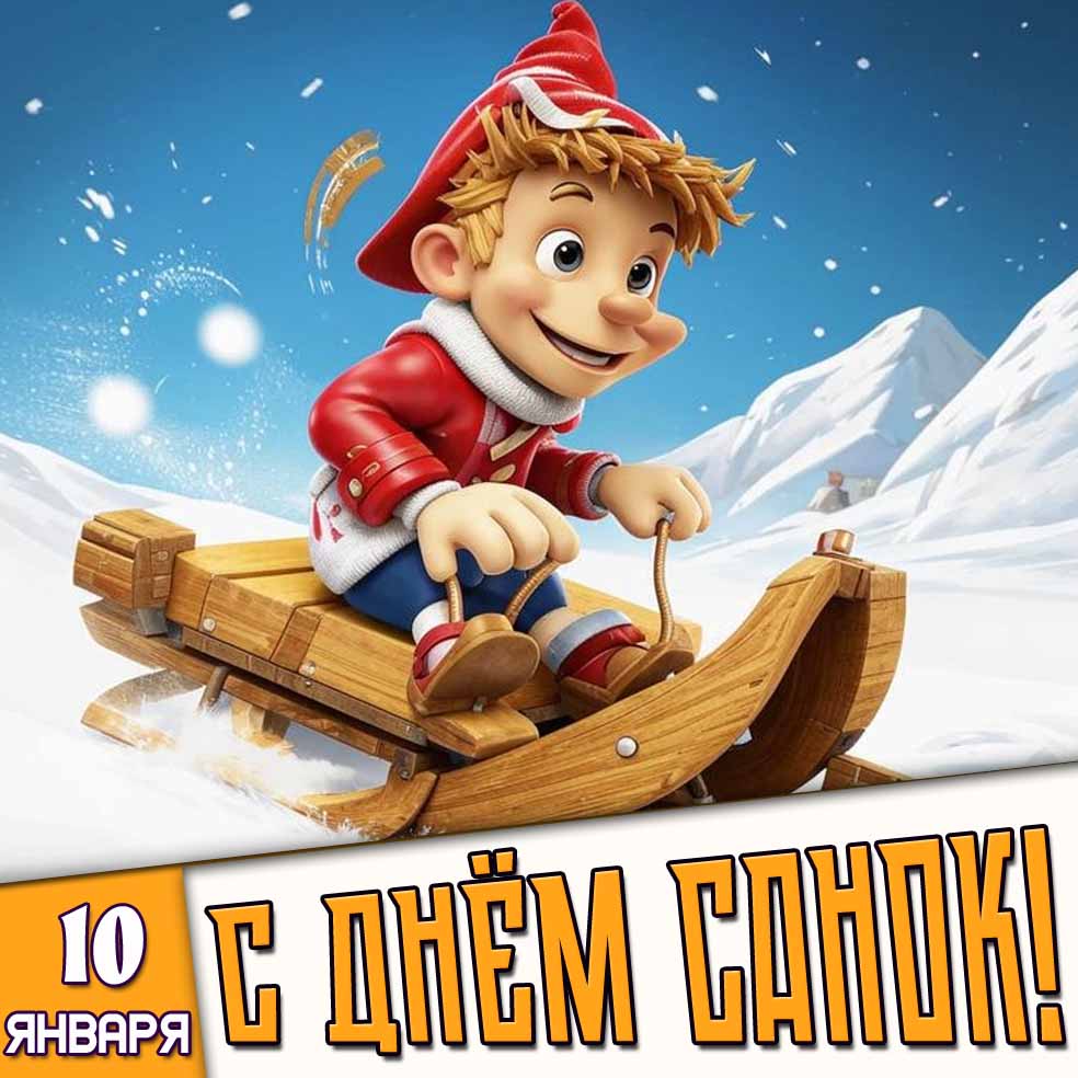 Картинка 10 января - С днём санок!
