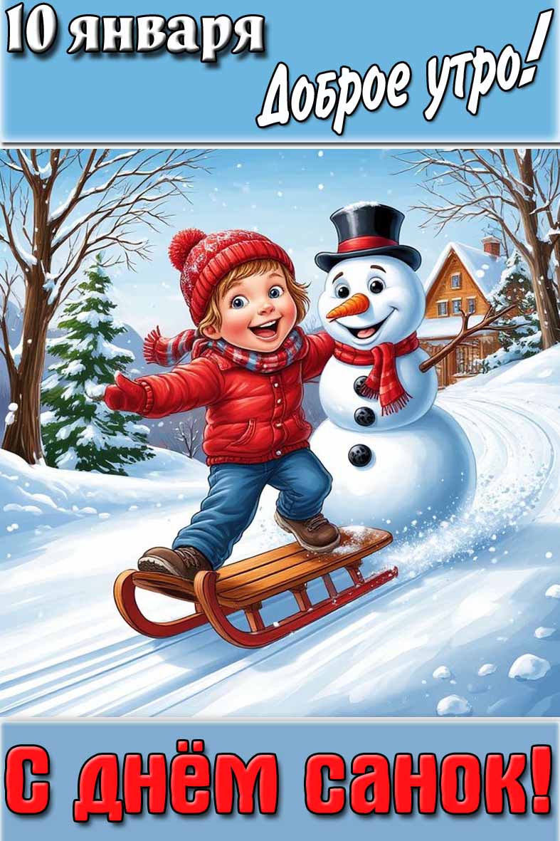 Картинка "10 января доброе утро! С днём санок!"