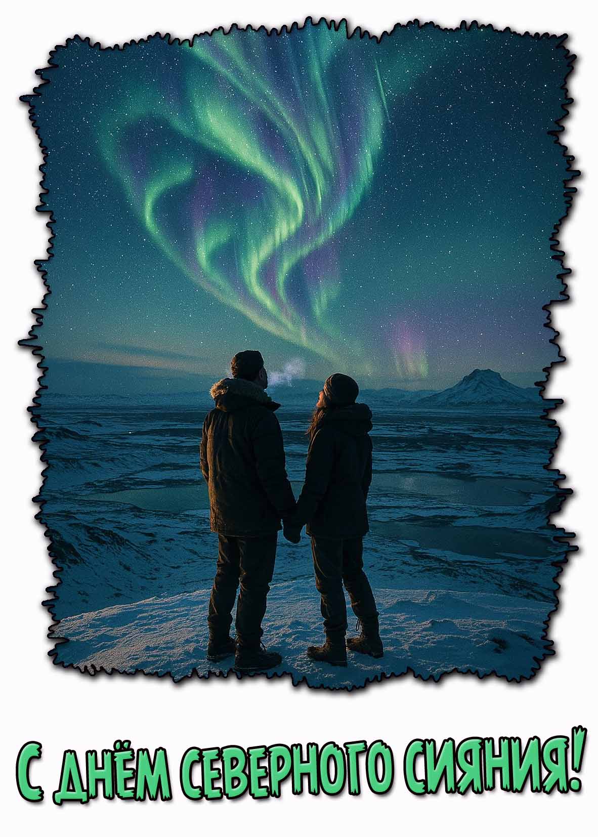 Романтическая картинка ко дню северного сияния