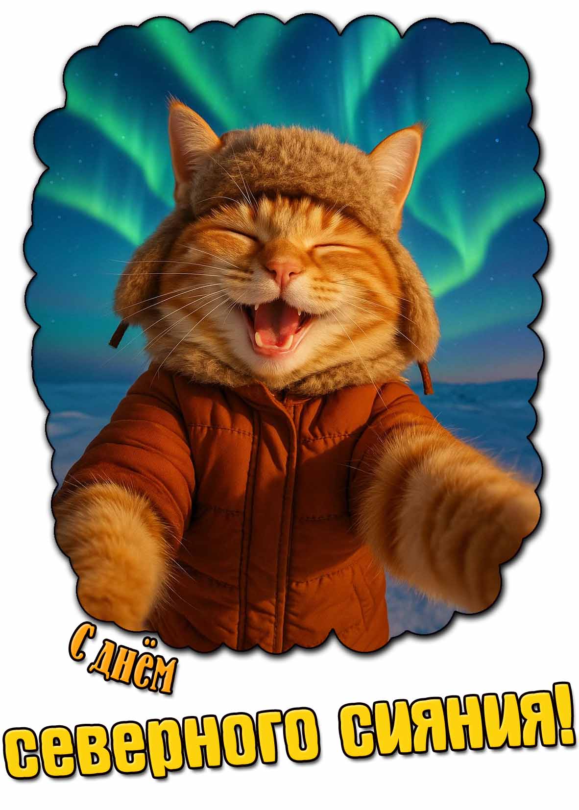 Прикольная открытка с днём северного сияния