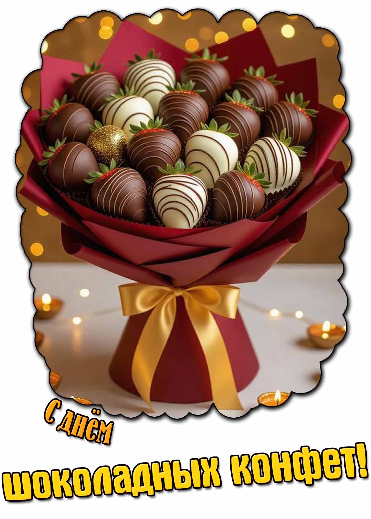 Красивая открытка с днём шоколадных конфет