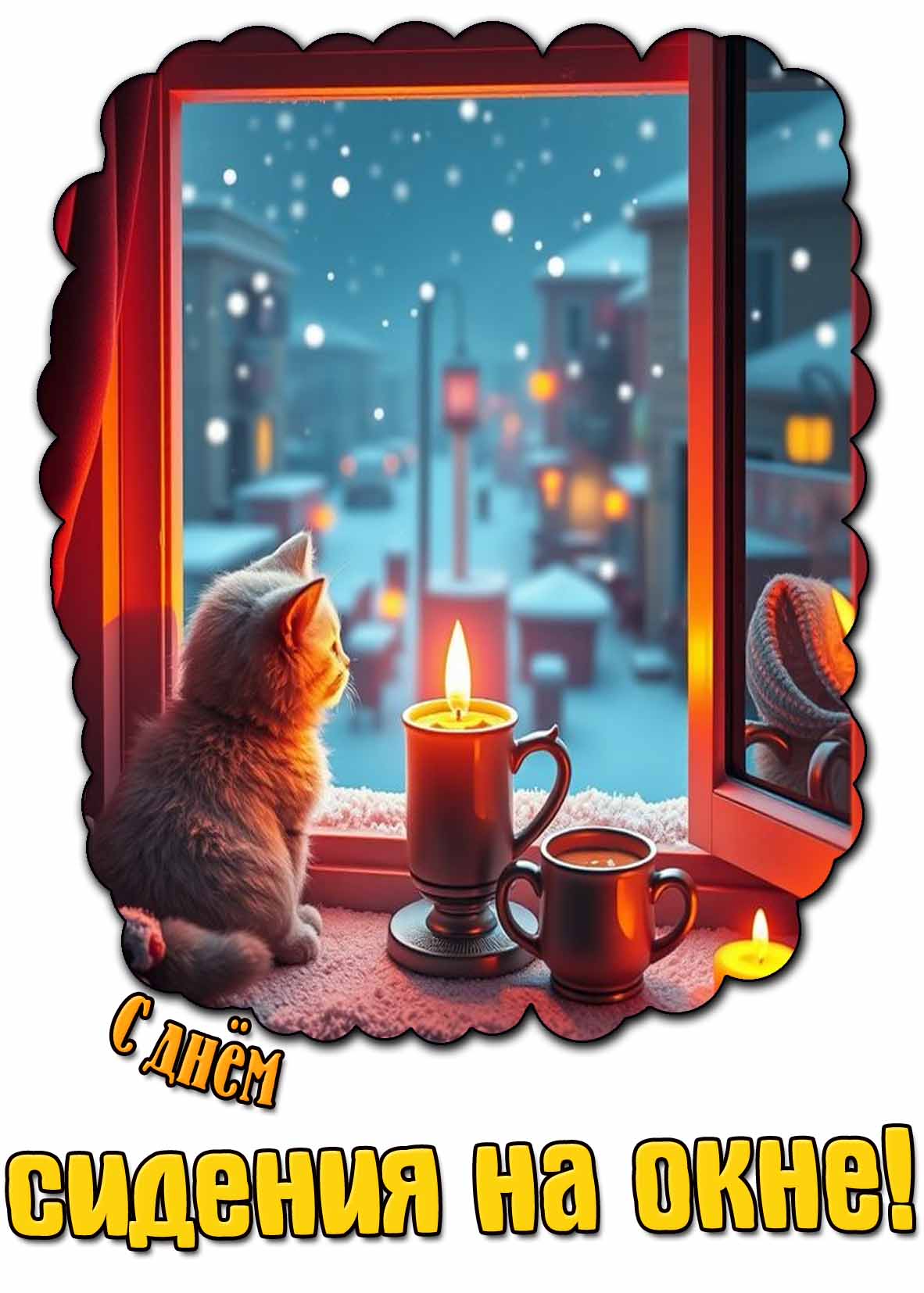 Красивая картинка с днём сидения на окне