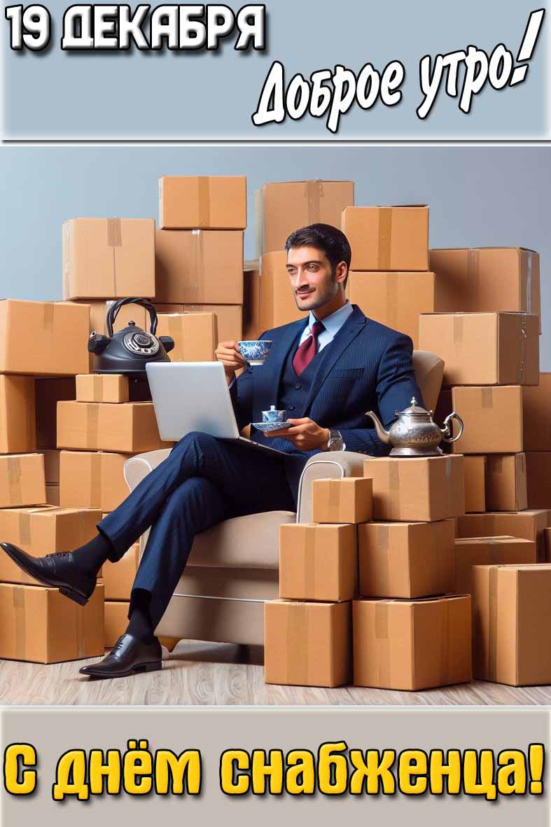 Открытка "19 декабря доброе утро! С днём снабженца!"