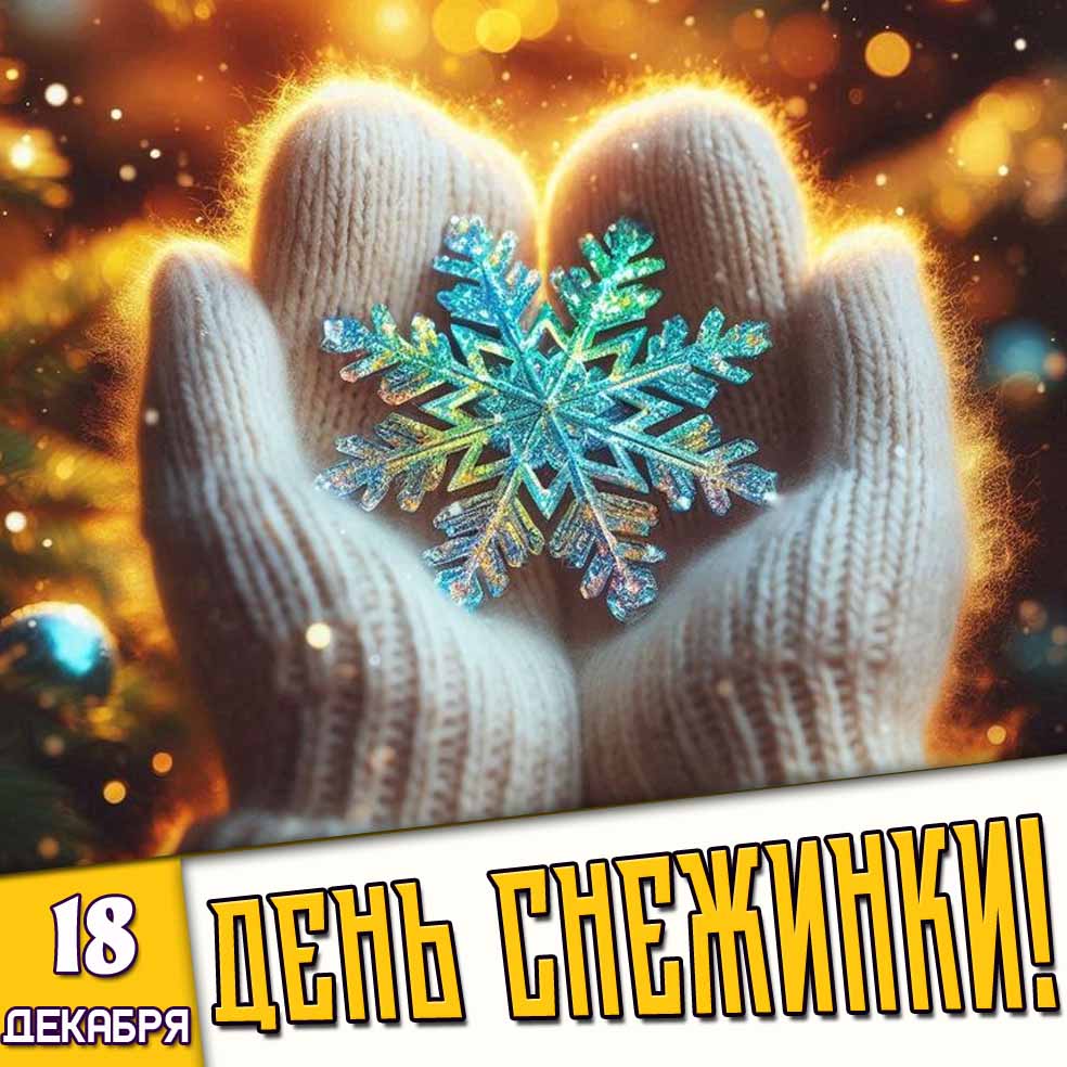 Открытка 18 декабря - день снежинки!