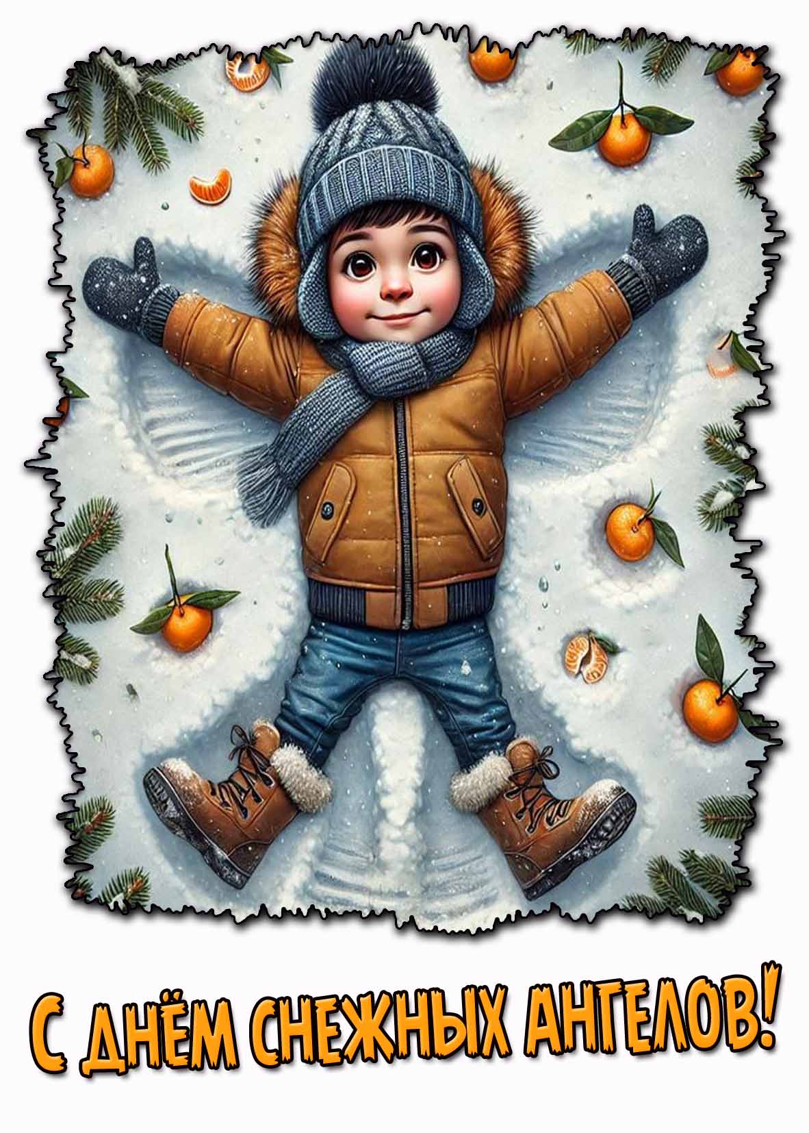 С днём снежных ангелов! - открытка для мальчиков