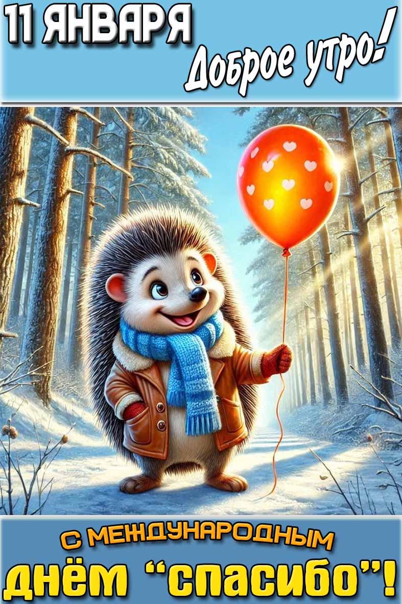 Открытка "11 января доброе утро! С Международным днём «Спасибо!»"