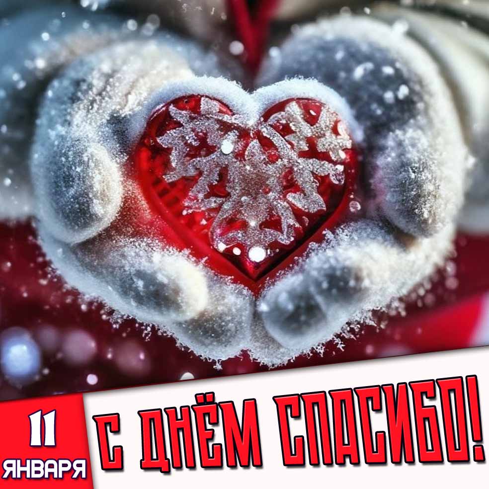 Открытка 11 января - с днём спасибо!