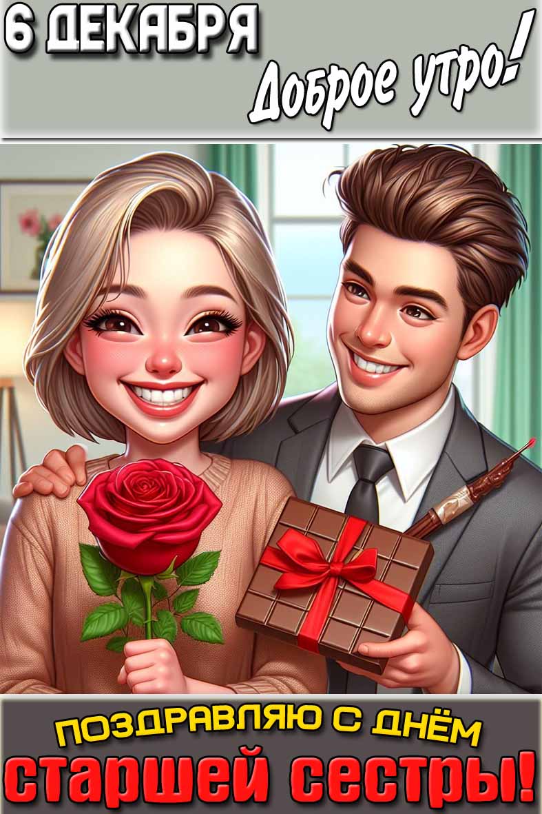 Картинка "6 декабря доброе утро! Поздравляю с днём старшей сестры!"