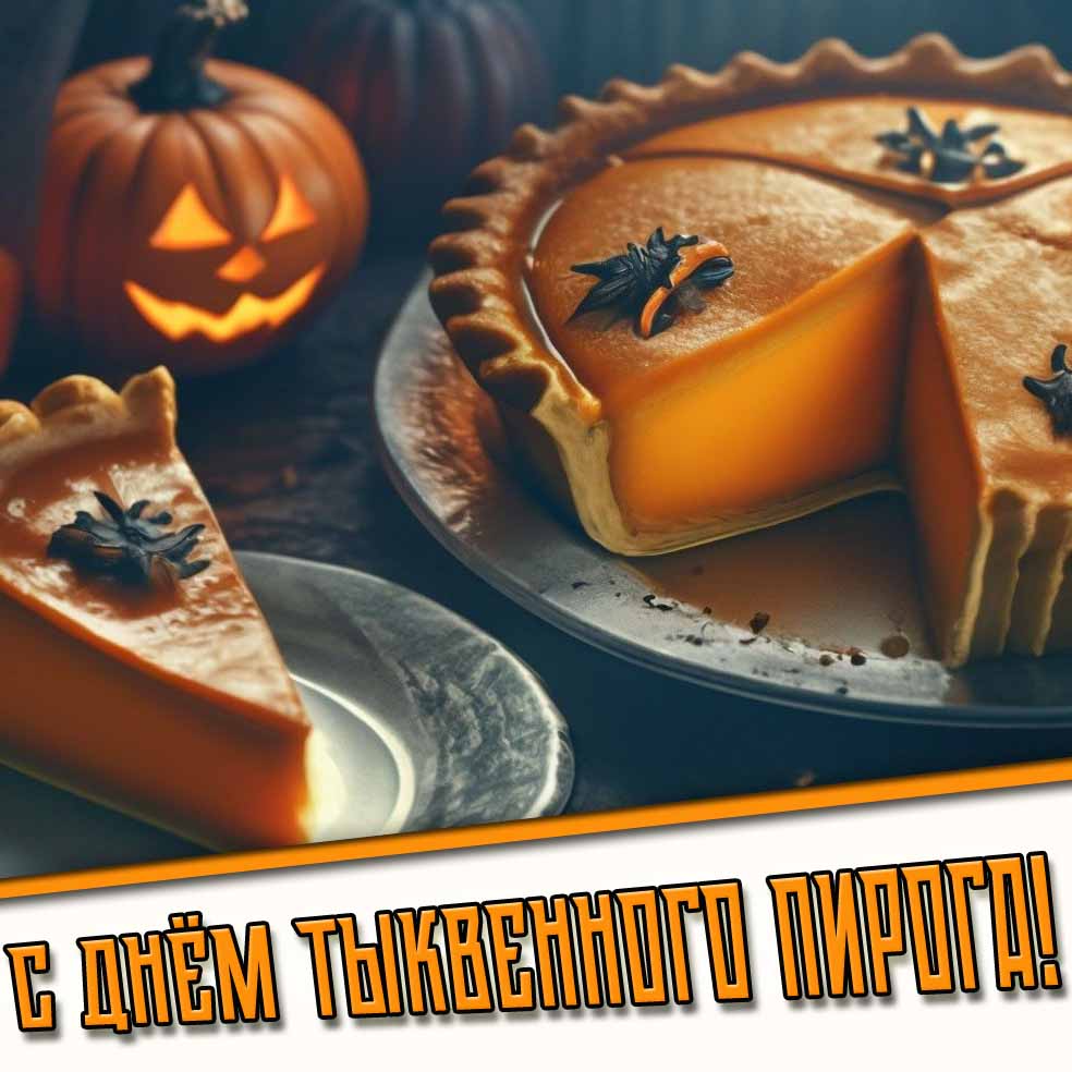 С днём тыквенного пирога! - прикольная открытка