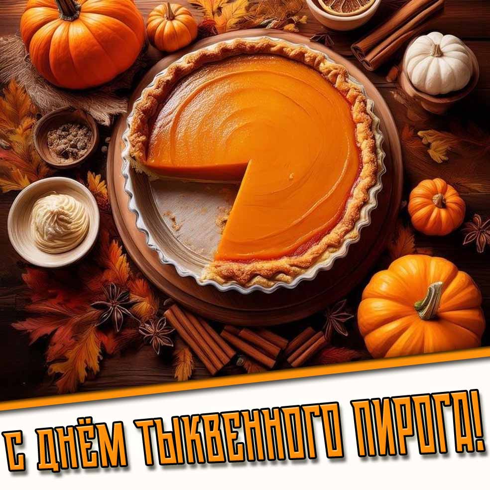 Красивая открытка с днём тыквенного пирога