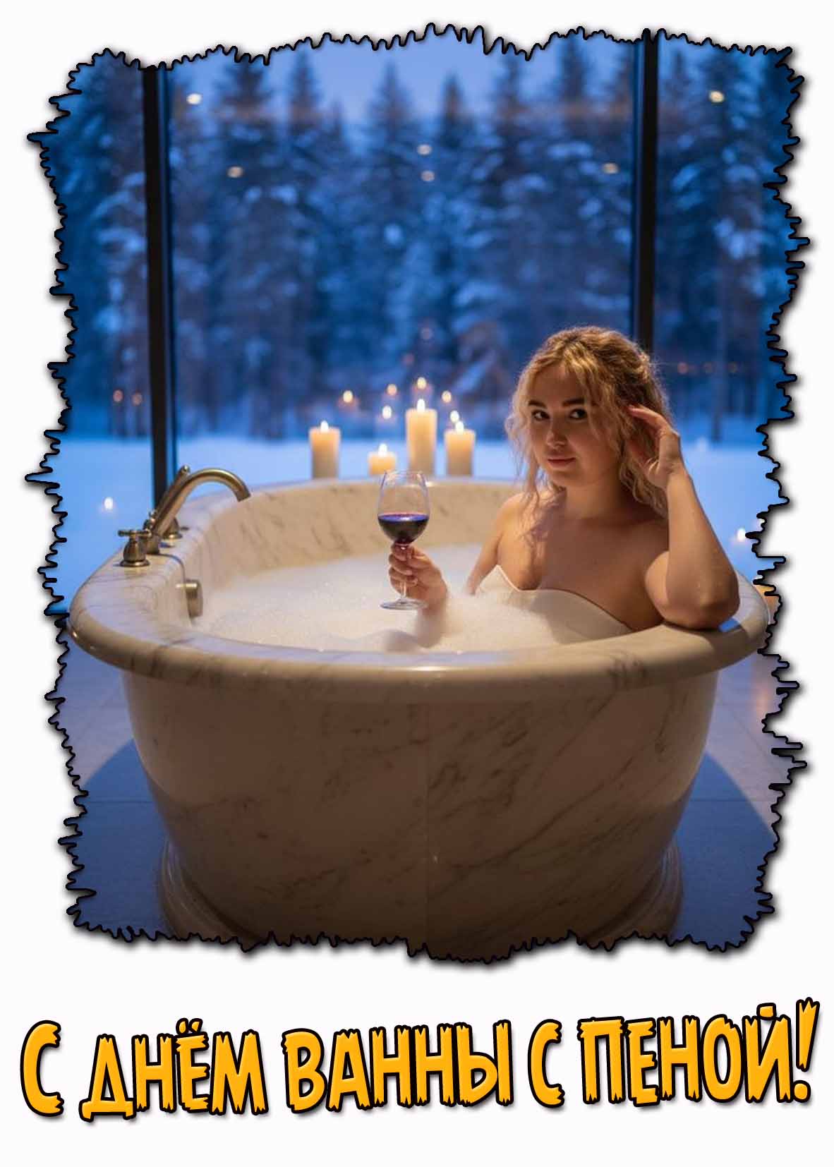 С днём ванны с пеной! - картинка с девушкой