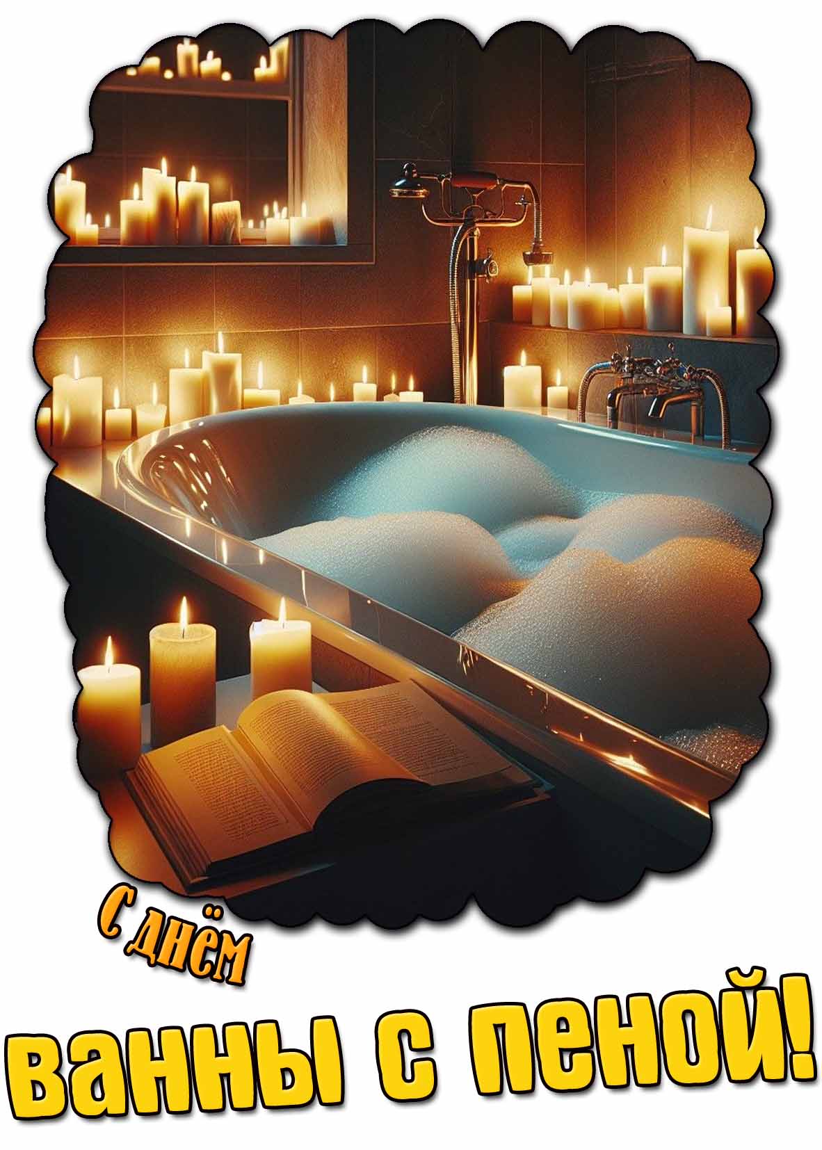 Красивая открытка с днём ванны с пеной