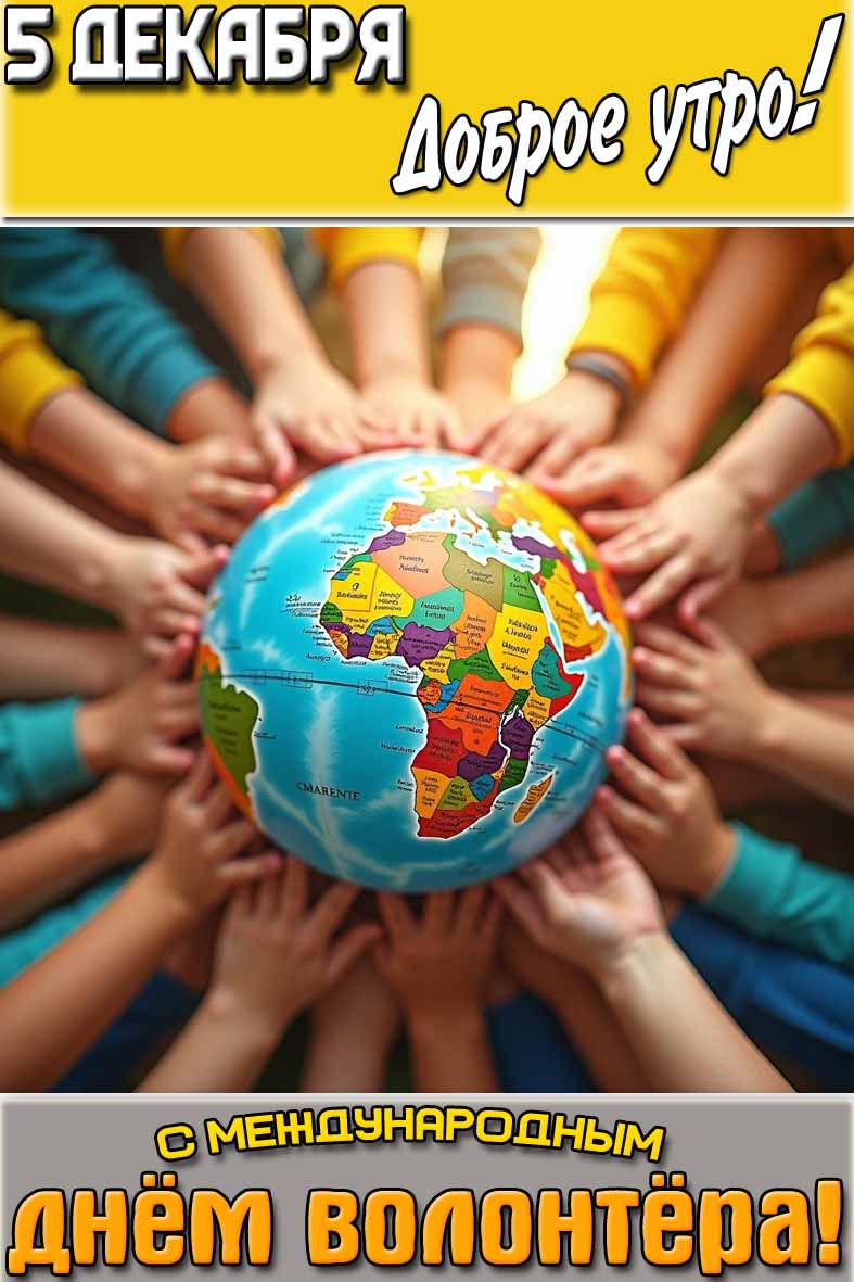 Открытка "5 декабря доброе утро! С Международным днём волонтёра!"