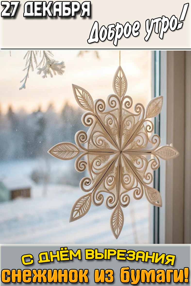 Картинка "27 декабря доброе утро! С днём вырезания снежинок из бумаги!"