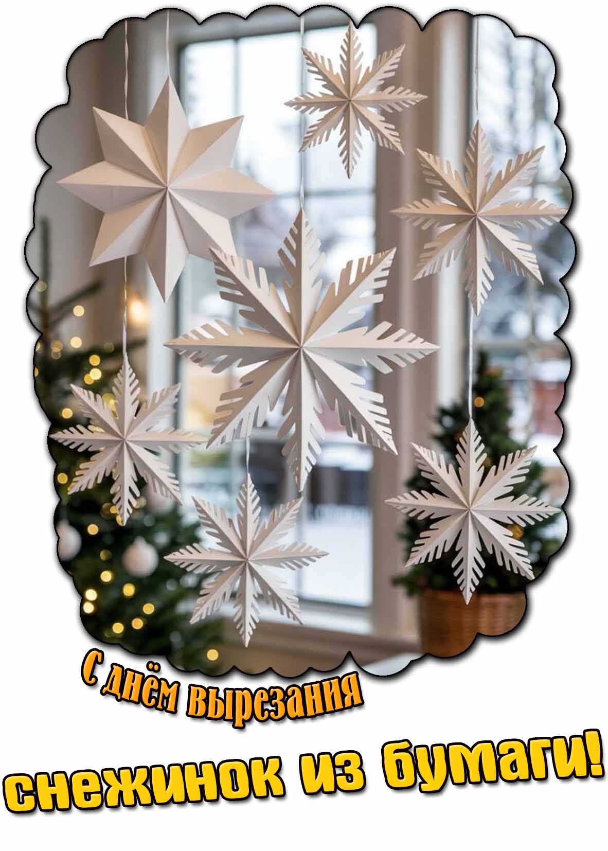 Праздничная картинка с днём вырезания снежинок из бумаги