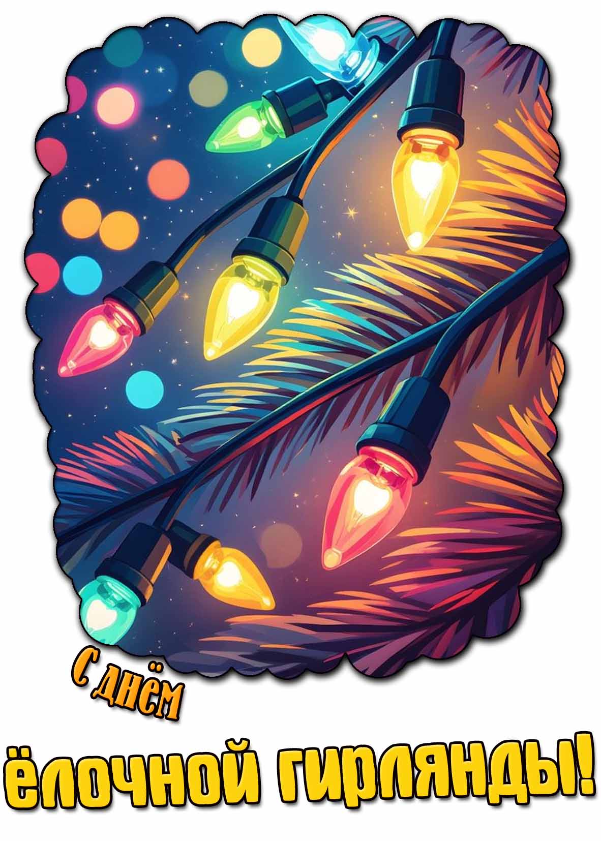 Картинка с днём ёлочной гирлянды