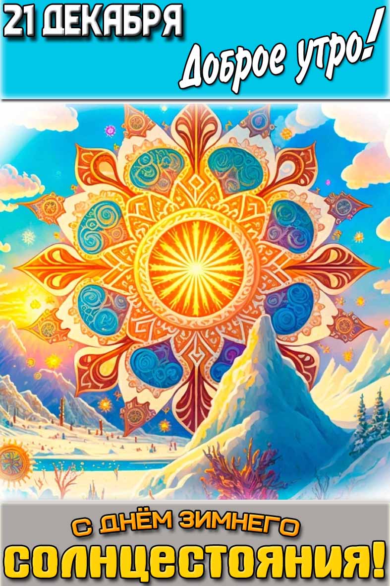 Открытка "21 декабря доброе утро! С днём зимнего солнцестояния!"