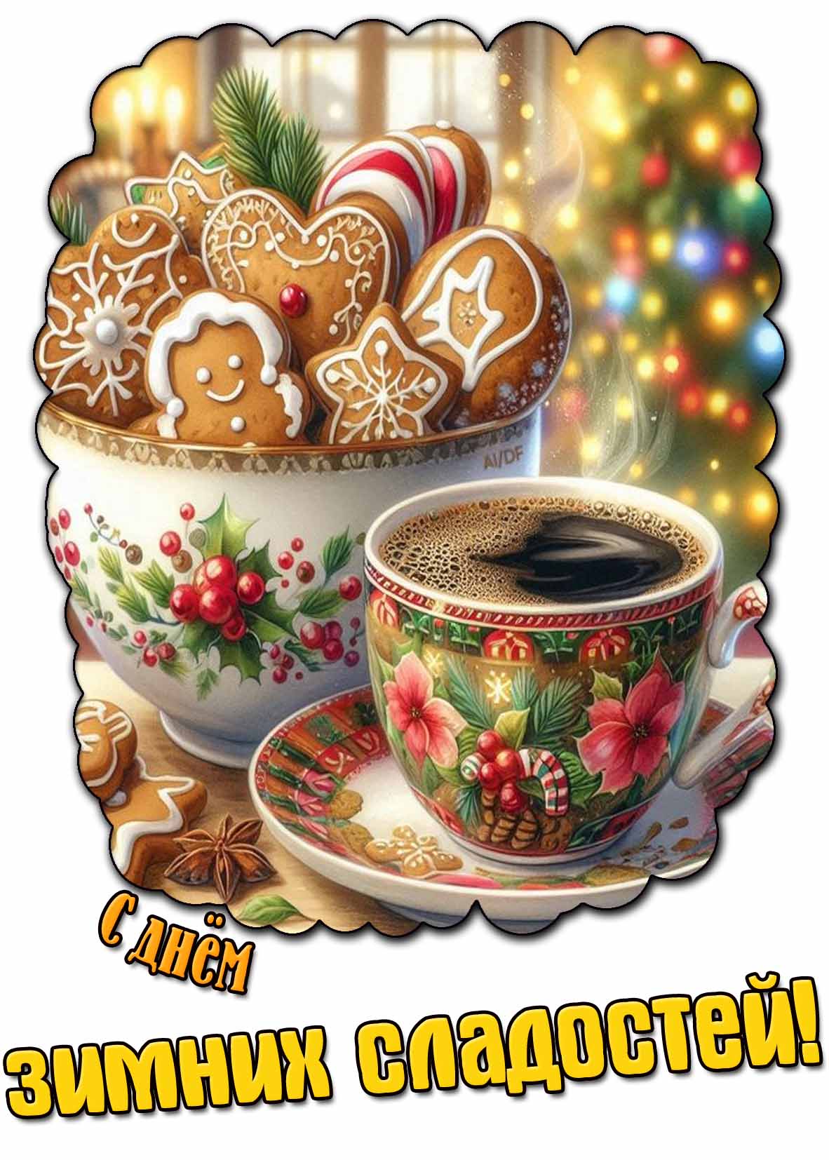 Открытка с днём зимних сладостей