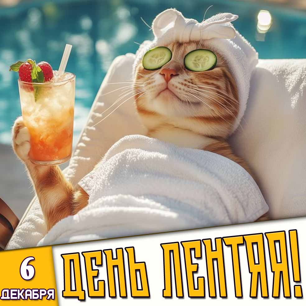 Прикольная открытка на 6 декабря - день лентяя!