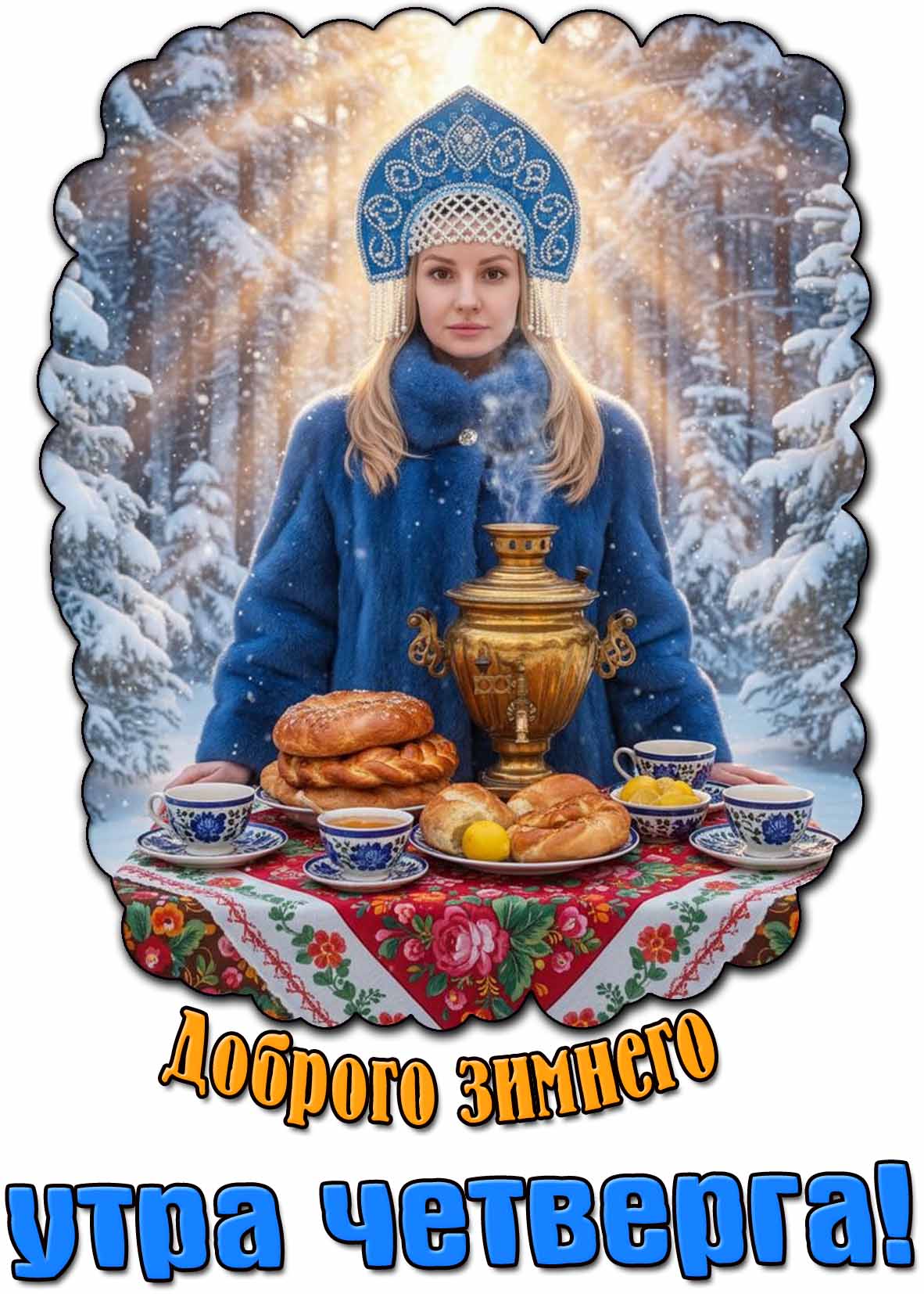 Креативная картинка доброго зимнего утра четверга