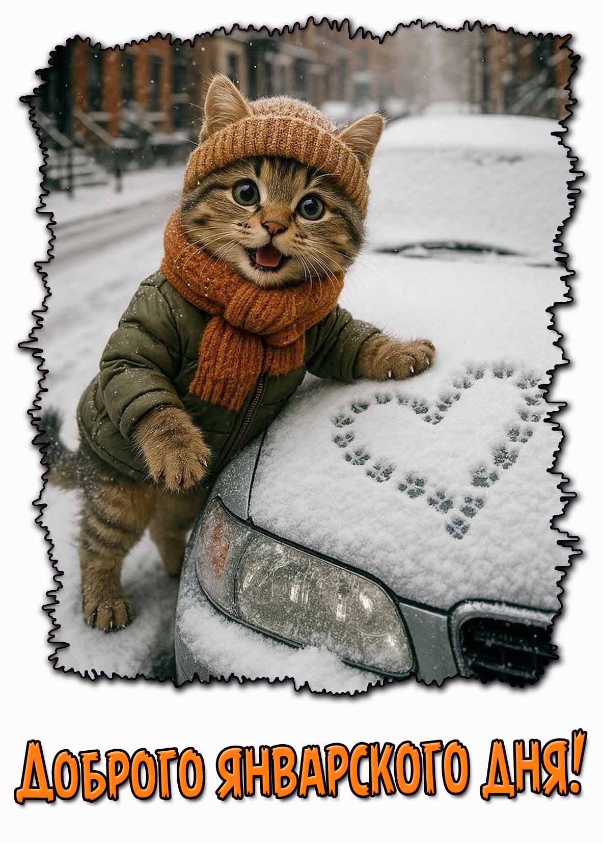 Доброго январского дня! - прикольная картинка с котом
