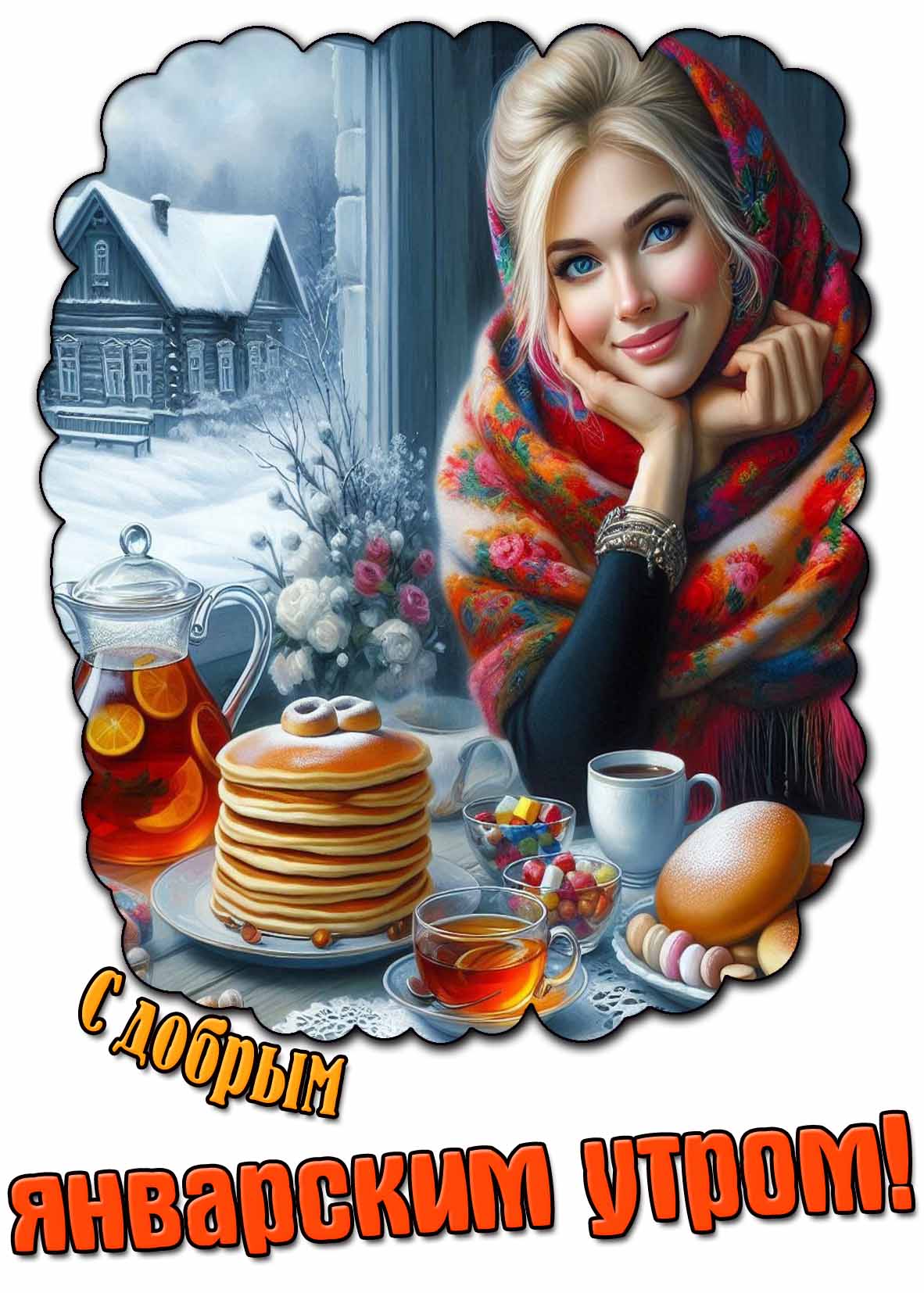 Красивая открытка с добрым январским утром