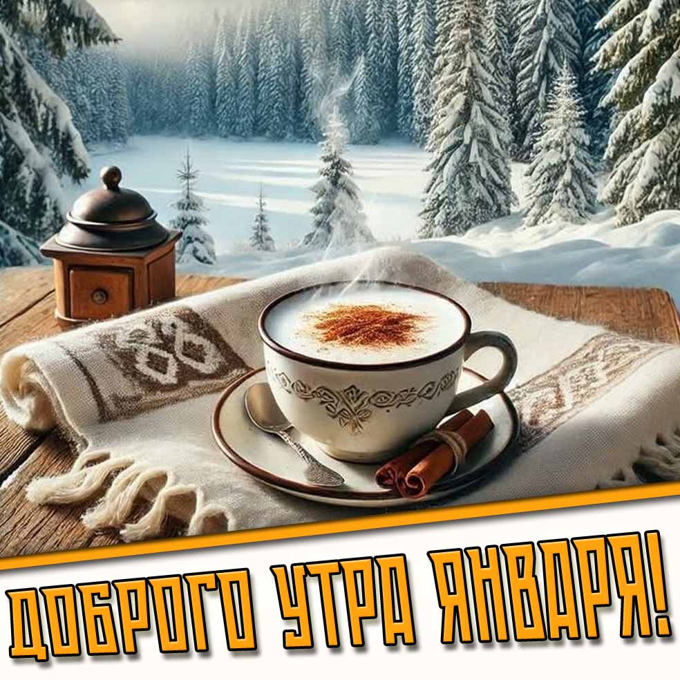 Доброго утра января! - открытка с кофе