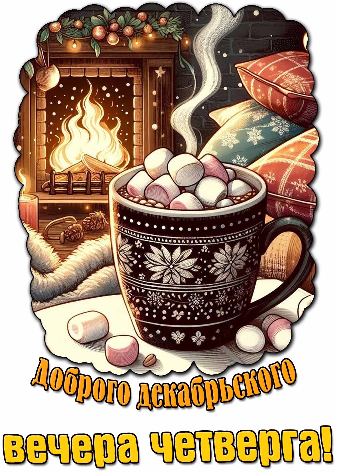 Открытка доброго декабрьского вечера четверга