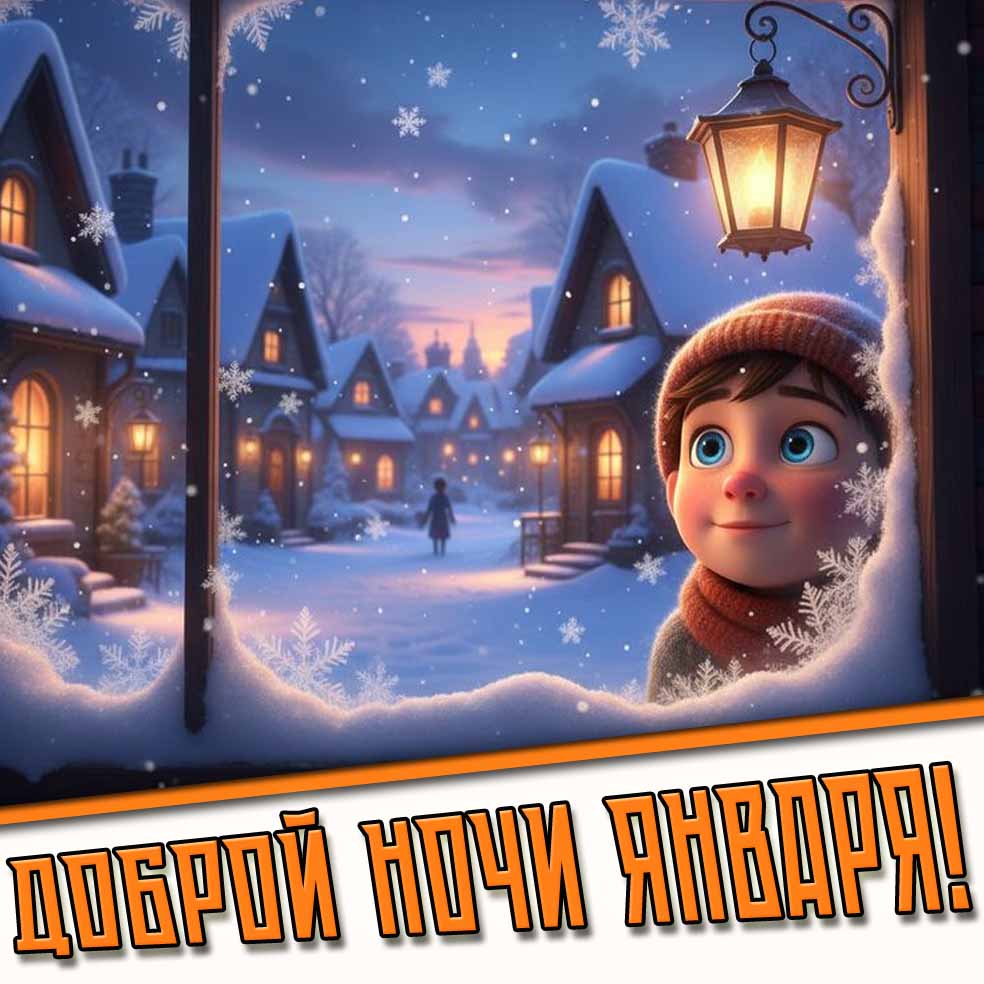 Открытка доброй ночи января